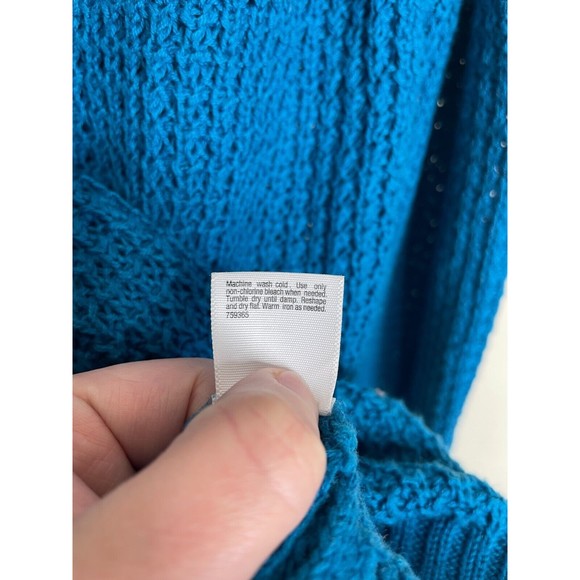 A.N.A Large Sweater Blue Knit Ribbed Pullover Long Sleeve Scoop Neck Stretch - Picture 7 of 9